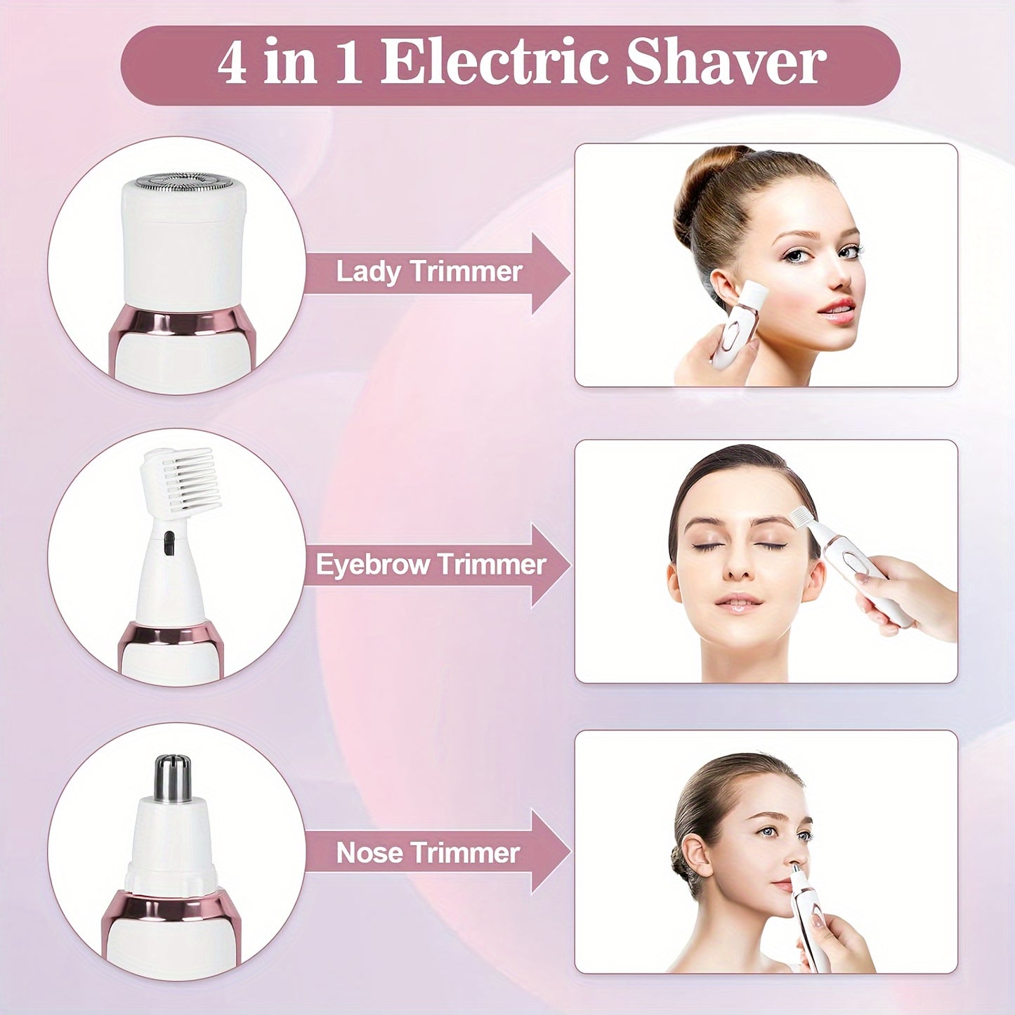 Electric portable Razor For Women, 4-in-1 Rechargeable grooming kit