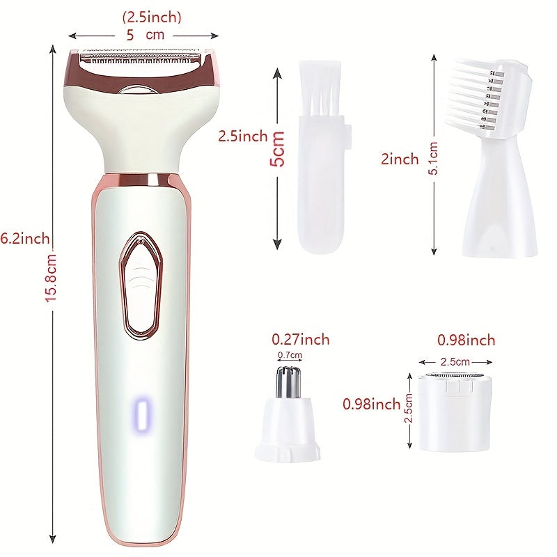 Electric portable Razor For Women, 4-in-1 Rechargeable grooming kit