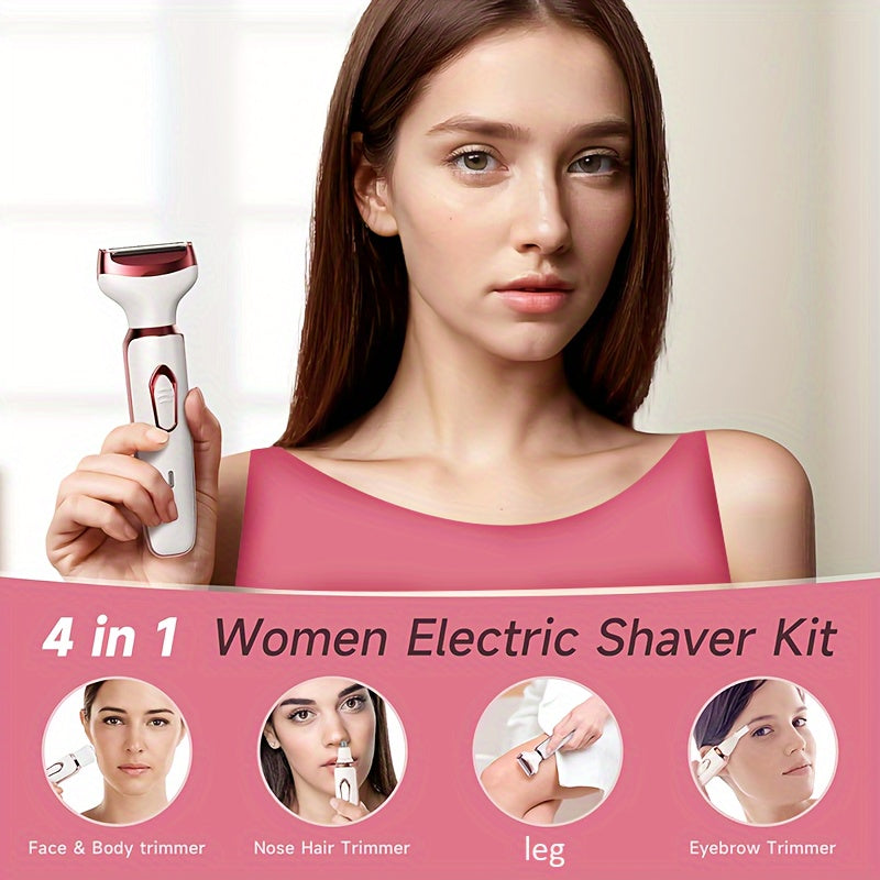 Electric portable Razor For Women, 4-in-1 Rechargeable grooming kit