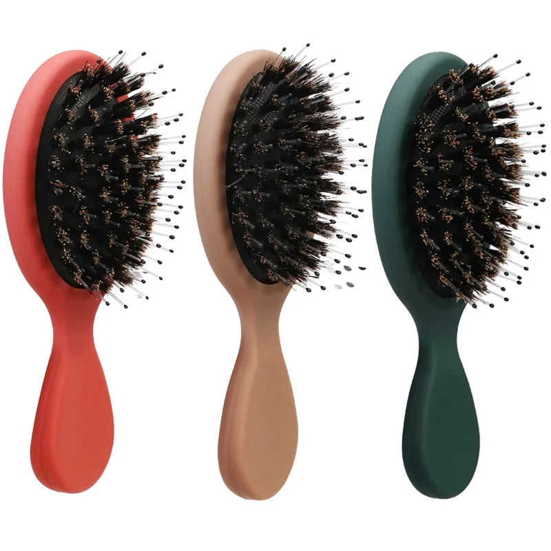 Mini Boar Bristle Hair Brush Small Hair Brush for Travel