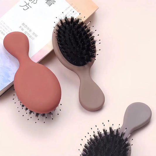 Mini Boar Bristle Hair Brush Small Hair Brush for Travel