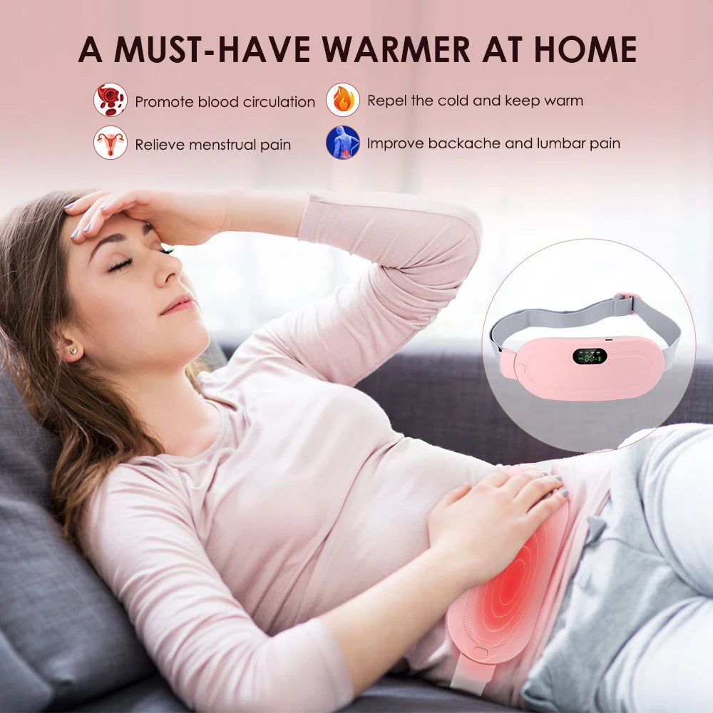 Electric Period Cramp Massager Vibrating Heating Pad Belt