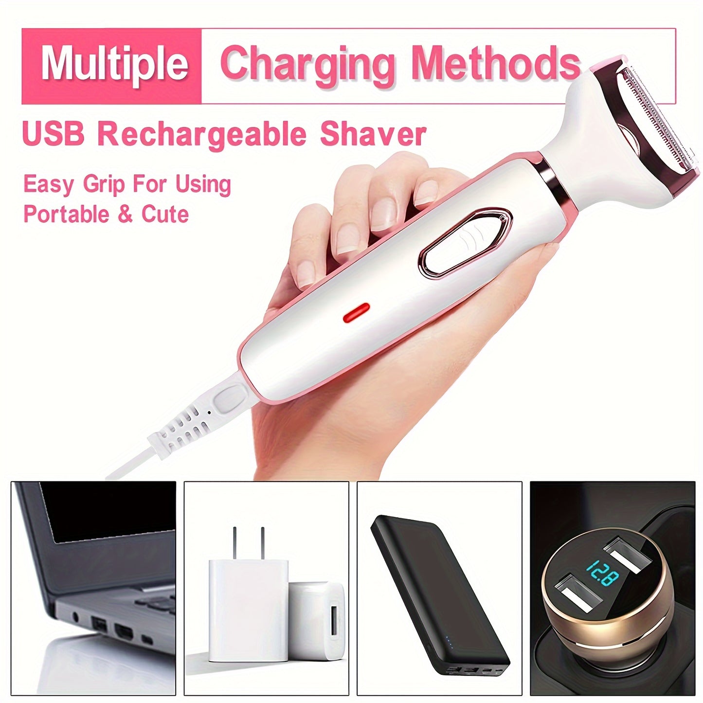 Electric portable Razor For Women, 4-in-1 Rechargeable grooming kit